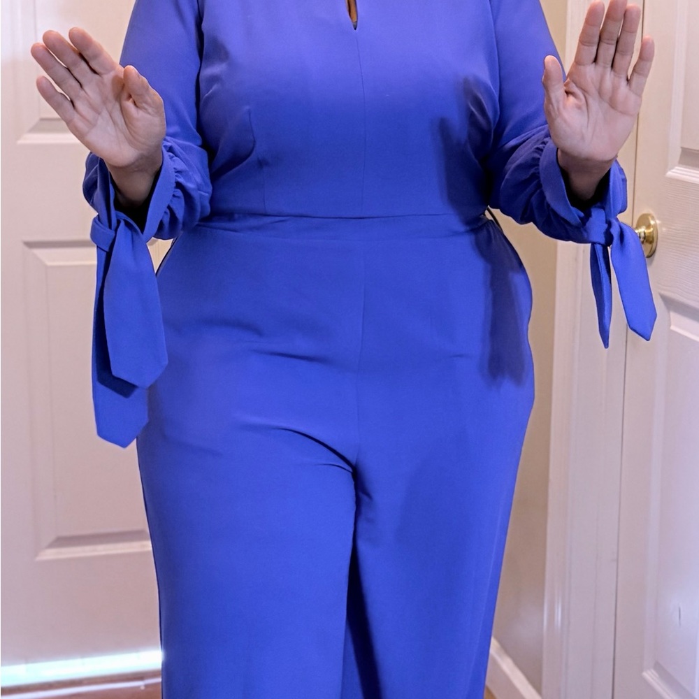 Eloquii Royal Blue Jumpsuit with Bow Sleeves